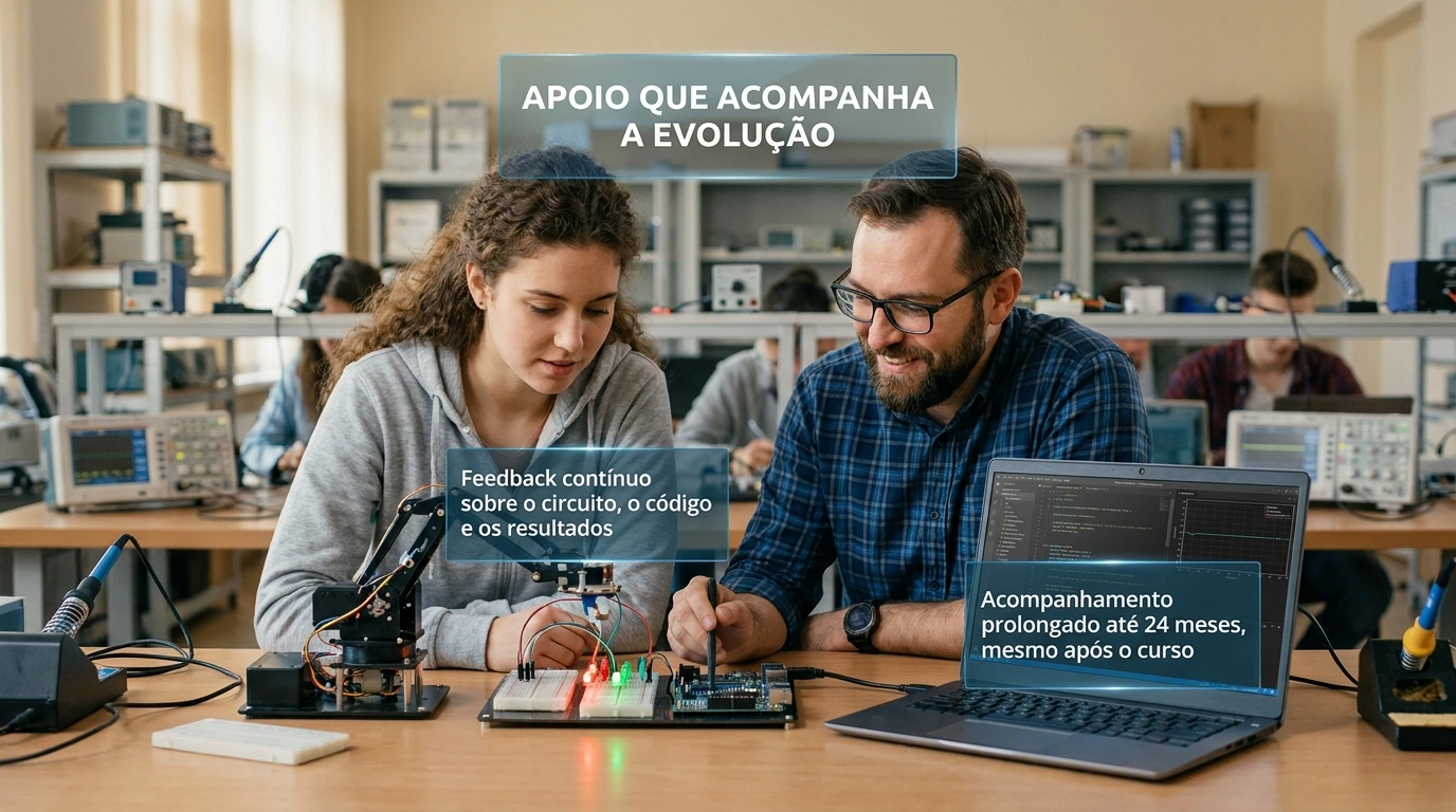 Apoio pedagógico e feedback sobre montagens e programação